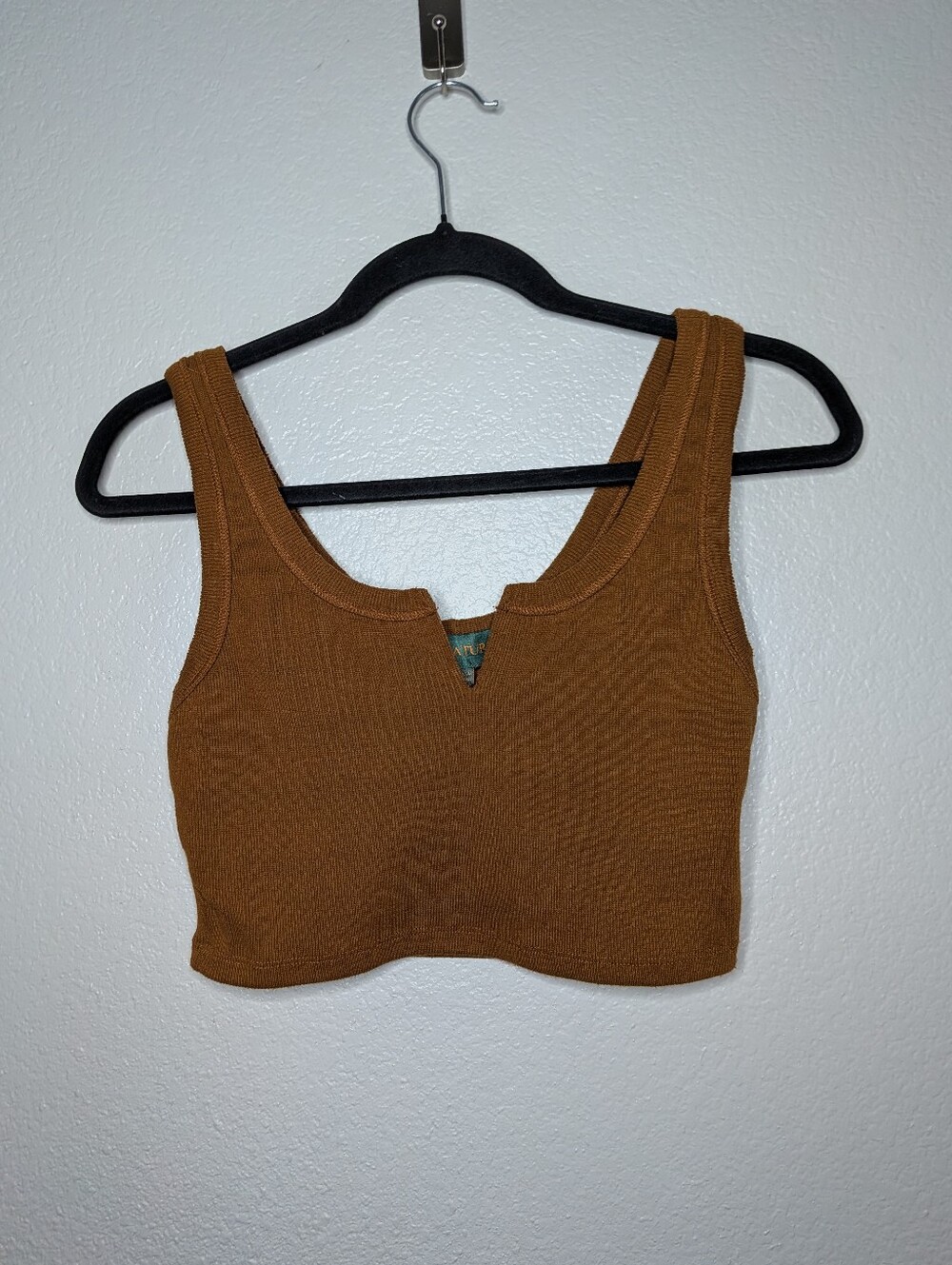 Signature8 Ribbed Crop Festival Boho Tank Top Rust Brown S